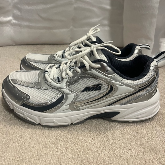 Avia Women's White, Silver, and Navy Athletic Shoes - Picture 2 of 7